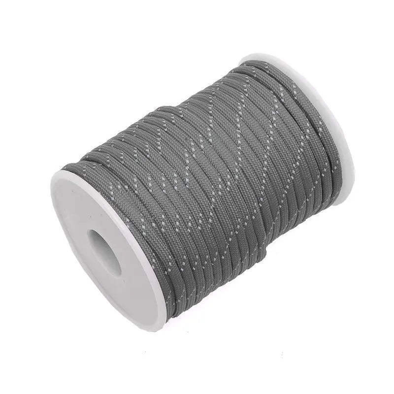 Outdoor Multi-functional 7-core Umbrella Rope Highly Reflective Rope Bracelet Woven Rope Tent Canopy Pull Rope Peaceful Pleasures Health and Wellness gray 30m