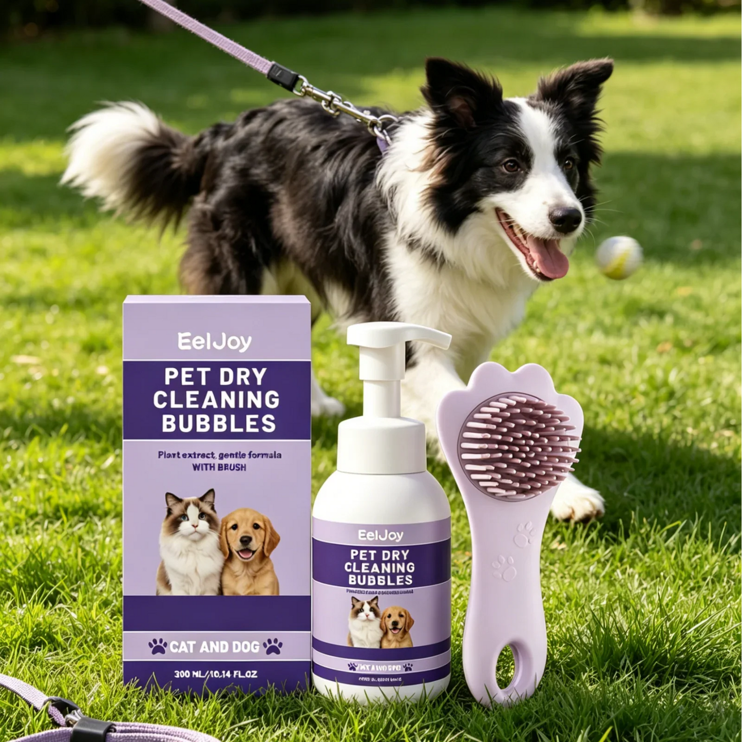 EelJoy No-Rinse Pet Dry Shampoo Foam + Brush 300ml