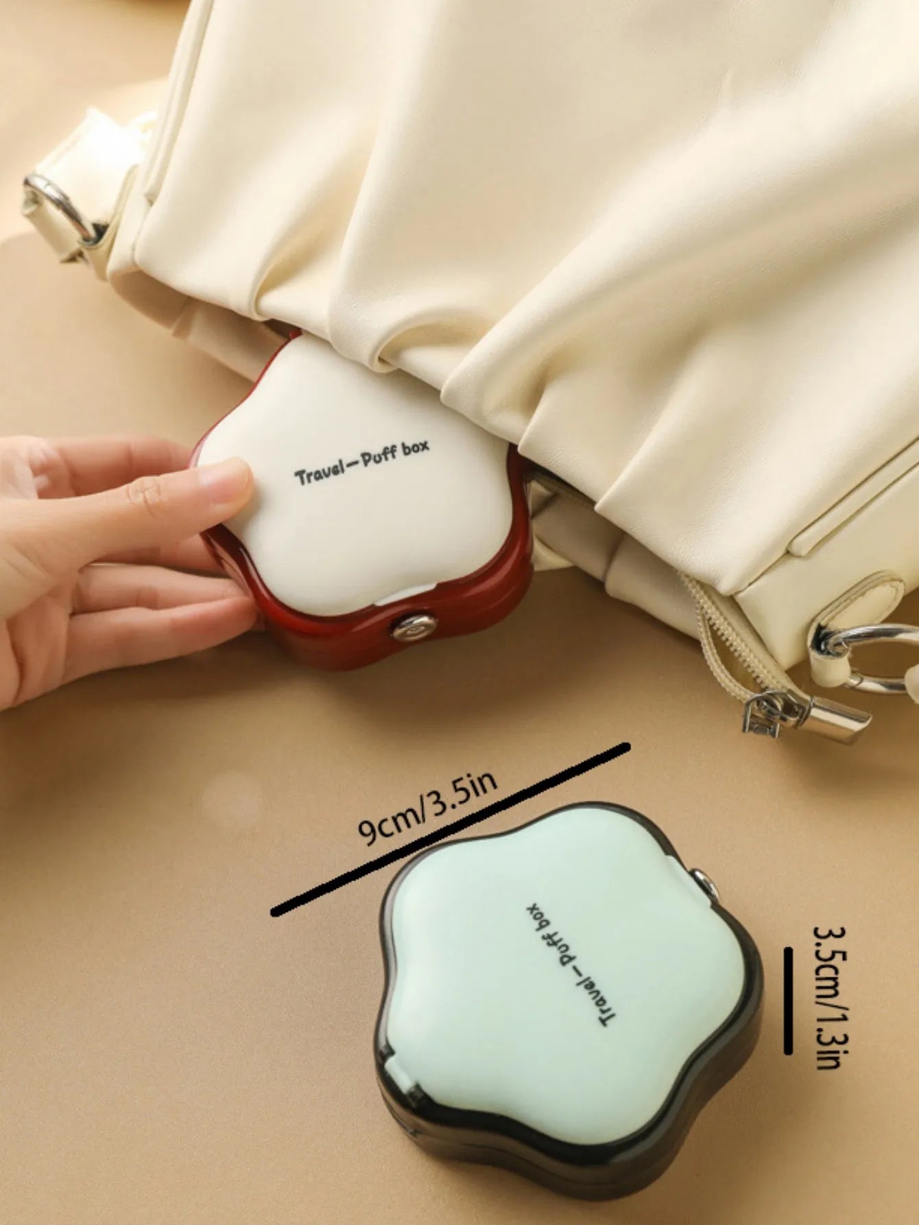 Portable Travel Powder Puff Storage Box Student Breathable Powder Puff with Mirror Dust-proof Makeup Box Small and Exquisite New Peaceful Pleasures Health and Wellness