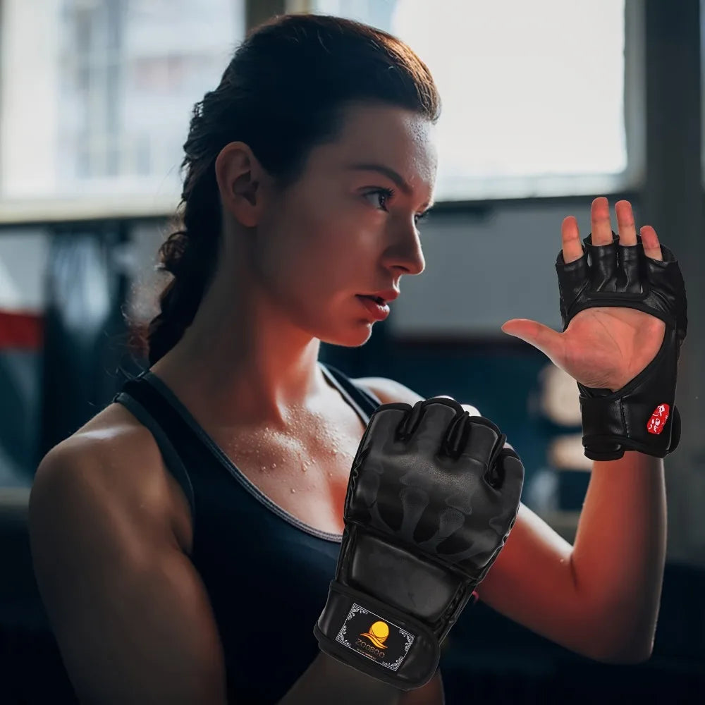 MMA Gloves Half-Finger for Men/Women for UFC Boxing Training Muay Thai Sparring Punching Bag Sanda Professional Fighting Mitts Peaceful Pleasures Health and Wellness