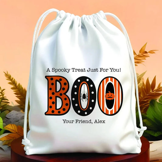 5-Pack Personalized BOO Halloween Drawstring Candy Bags for Kids Halloween Party Favors Peaceful Pleasures Health and Wellness