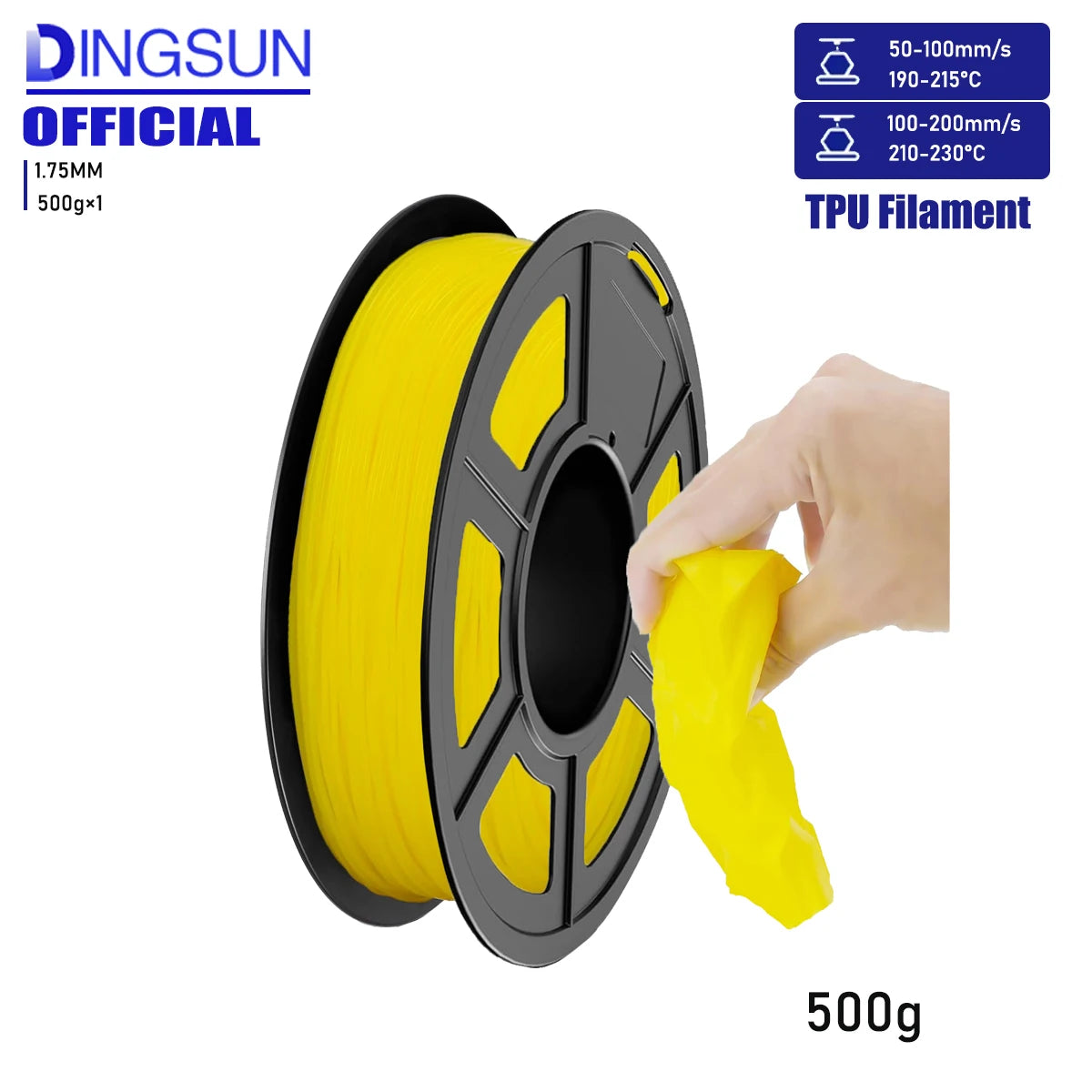 DINGSUN TPU Filament 1.75mm 98A Flexible 3D Printing 250g–1kg