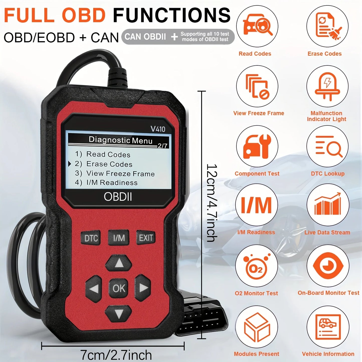 Advanced Obd Ii Scanner, Automotive Engine Fault Code Reader, Can Diagnostic Tool, Suitable for Reading and Clearing Error Codes from Obd2 Protocol Vehicles from 1996 Onwards Peaceful Pleasures Health and Wellness