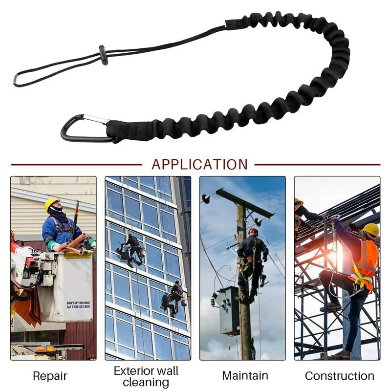Safety Tool Lanyard Carabiner Hook | Anti-Drop Elastic Rope