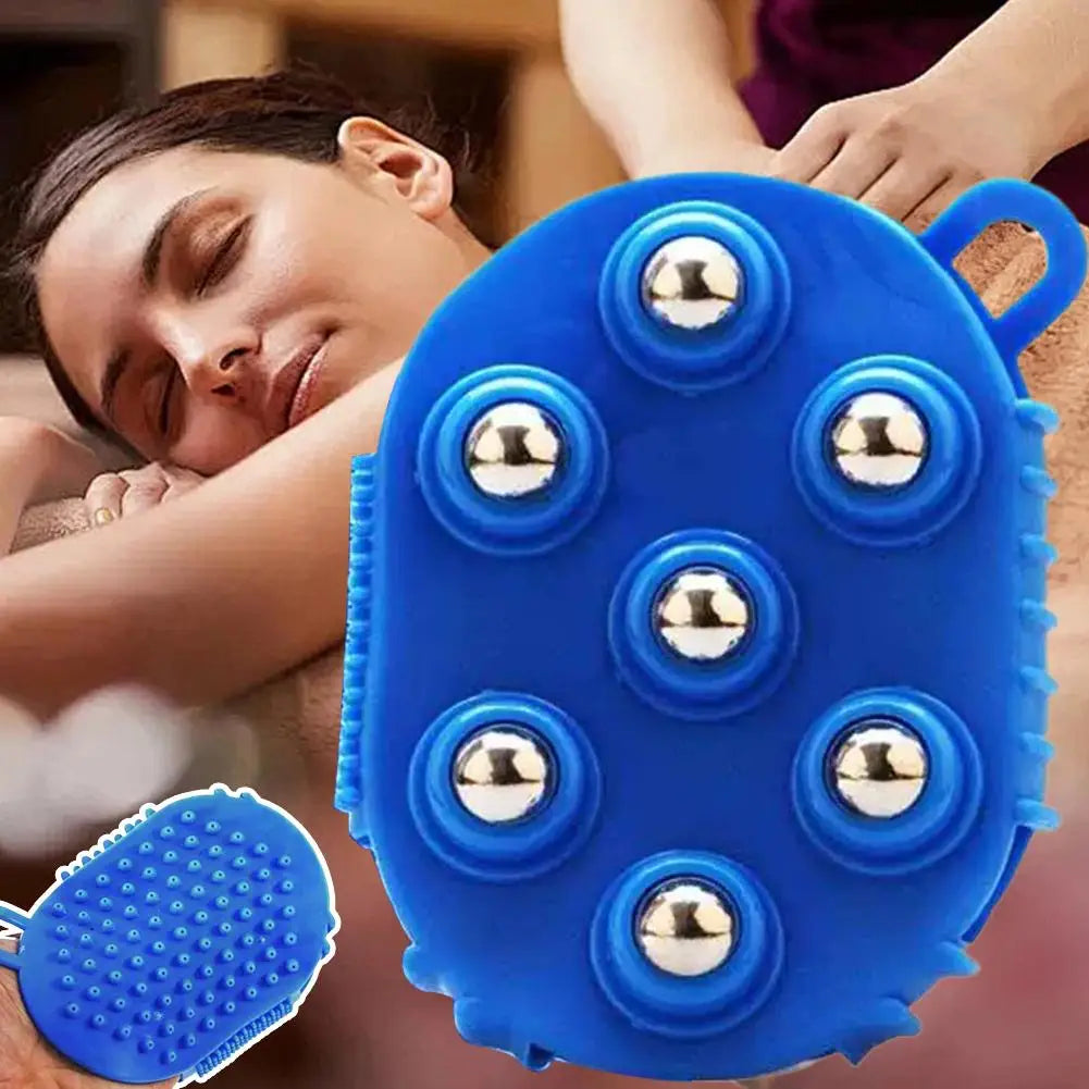 Double-Sided Massage Glove – 7-Bead & Steel Ball Brush