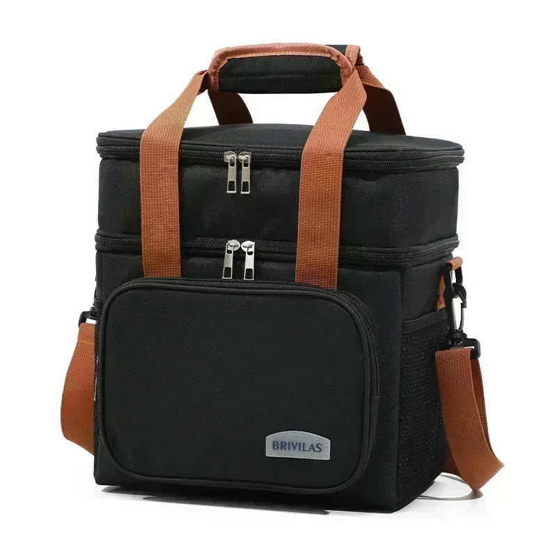 Hot Sale Insulated Lunch Bag with Ice Pack, Extra Thick Thermal Bento Box for Office School, Portable Leakproof Picnic Cooler Peaceful Pleasures Health and Wellness Black