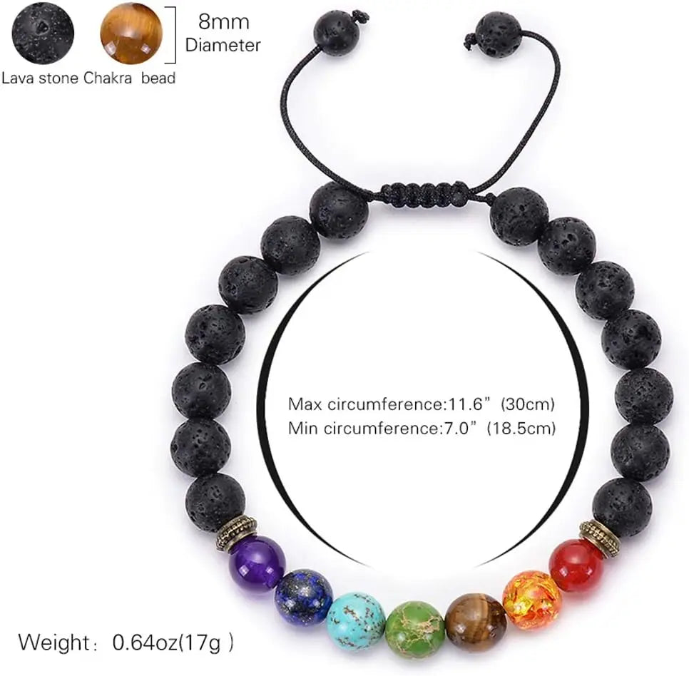 8mm Men Bracelets Black Lava Beads Bracelet Tiger Eye Adjustable Braided Rope Bangles Couple Distance Women Yoga Healing Jewelry Peaceful Pleasures Health and Wellness