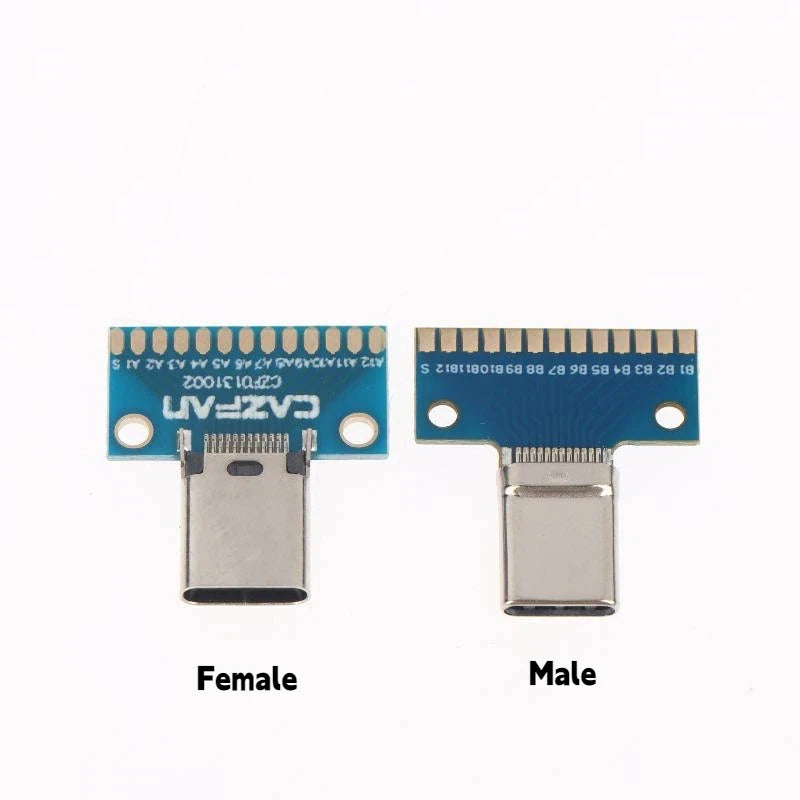 New 2Pcs USB 3.1 Type C Connector 24P Male Female Plug Receptacle Adapter To Solder Cable Test Board PCB DIY Adapter Peaceful Pleasures Health and Wellness