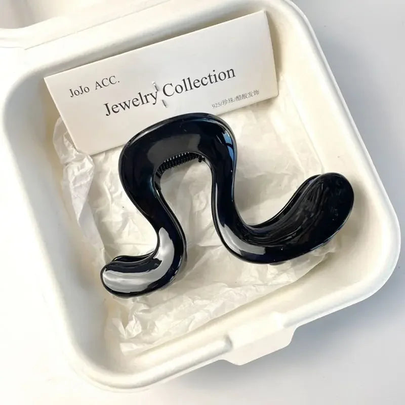 Fashion High End Sense New Shark Clips for Women Medium Sized Back of Head Hairpin High Ponytail Fixing Artifact Hair Accessory Peaceful Pleasures Health and Wellness Shiny black