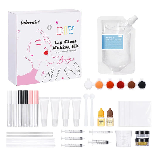 DIY Lip Gloss Kit 100ml Lip Gloss Base Powder Glitter Flavor Essence and Tube for Girl woman Gifts Lip Gloss Pack Set Cosmetics Peaceful Pleasures Health and Wellness