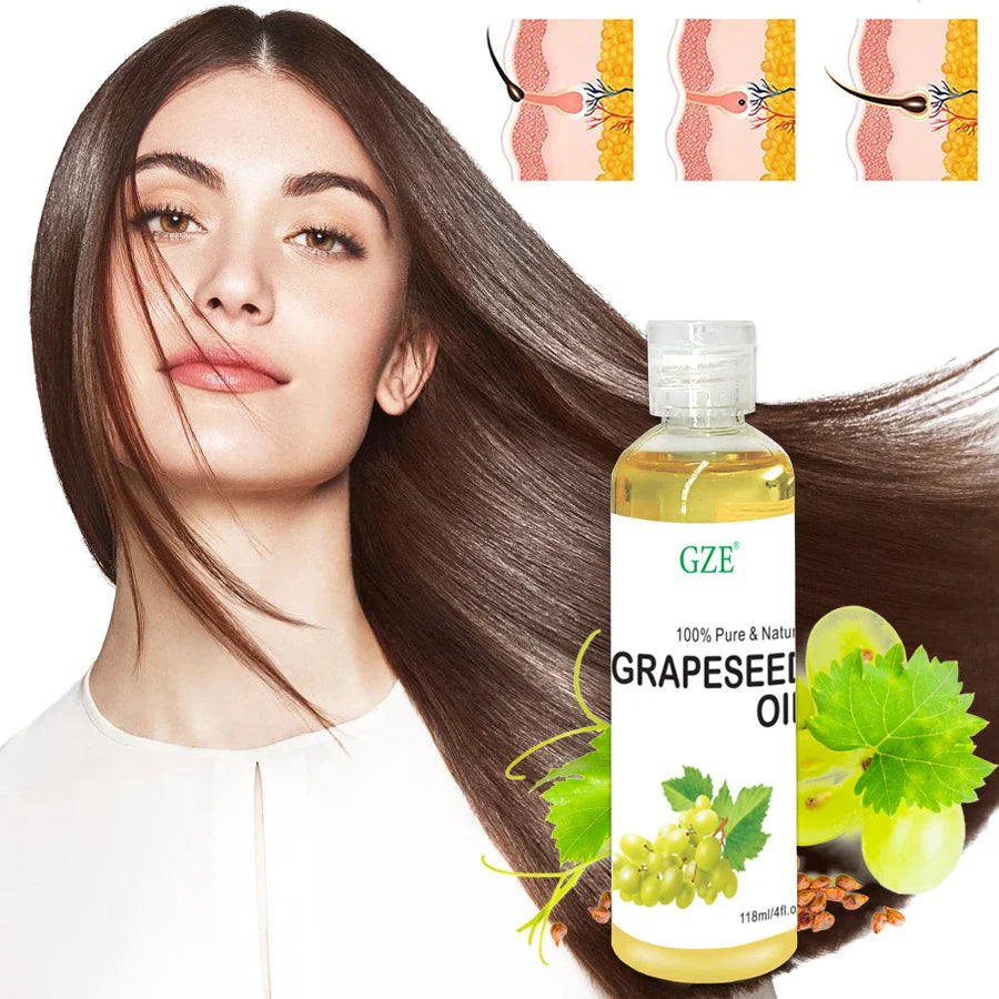 GZE Pure Grapeseed Oil – Vegan Skin & Hair Moisturizer 118ml