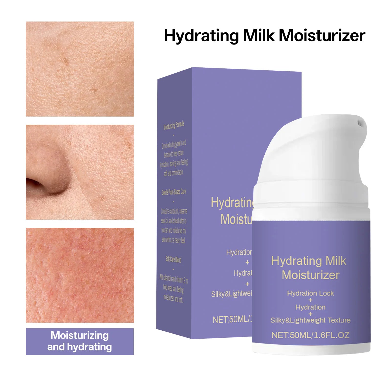 Hydrating Milk Moisturizer 50ml for All Skin Types Lightweight Non-Greasy Daily Face Balm with Shea Butter and Glycerin Peaceful Pleasures Health and Wellness