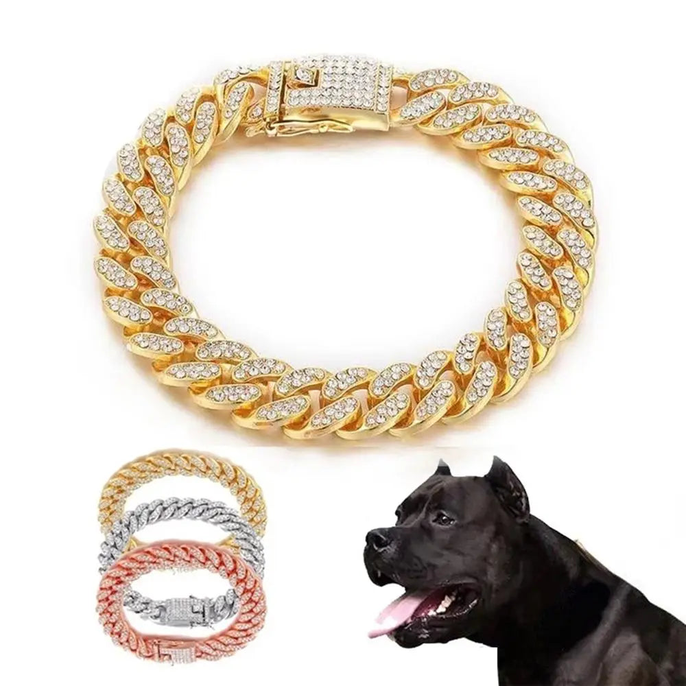 Rhinestone Dog Jewelry Necklace | Jeweled Pet Chain Collar