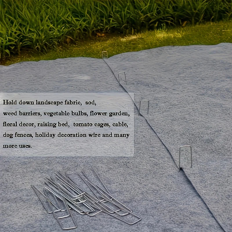 Heavy Duty U-Shaped Garden Stakes & Landscape Pins 25/50 Pcs Landscape Garden Pins Peaceful Pleasures Health and Wellness