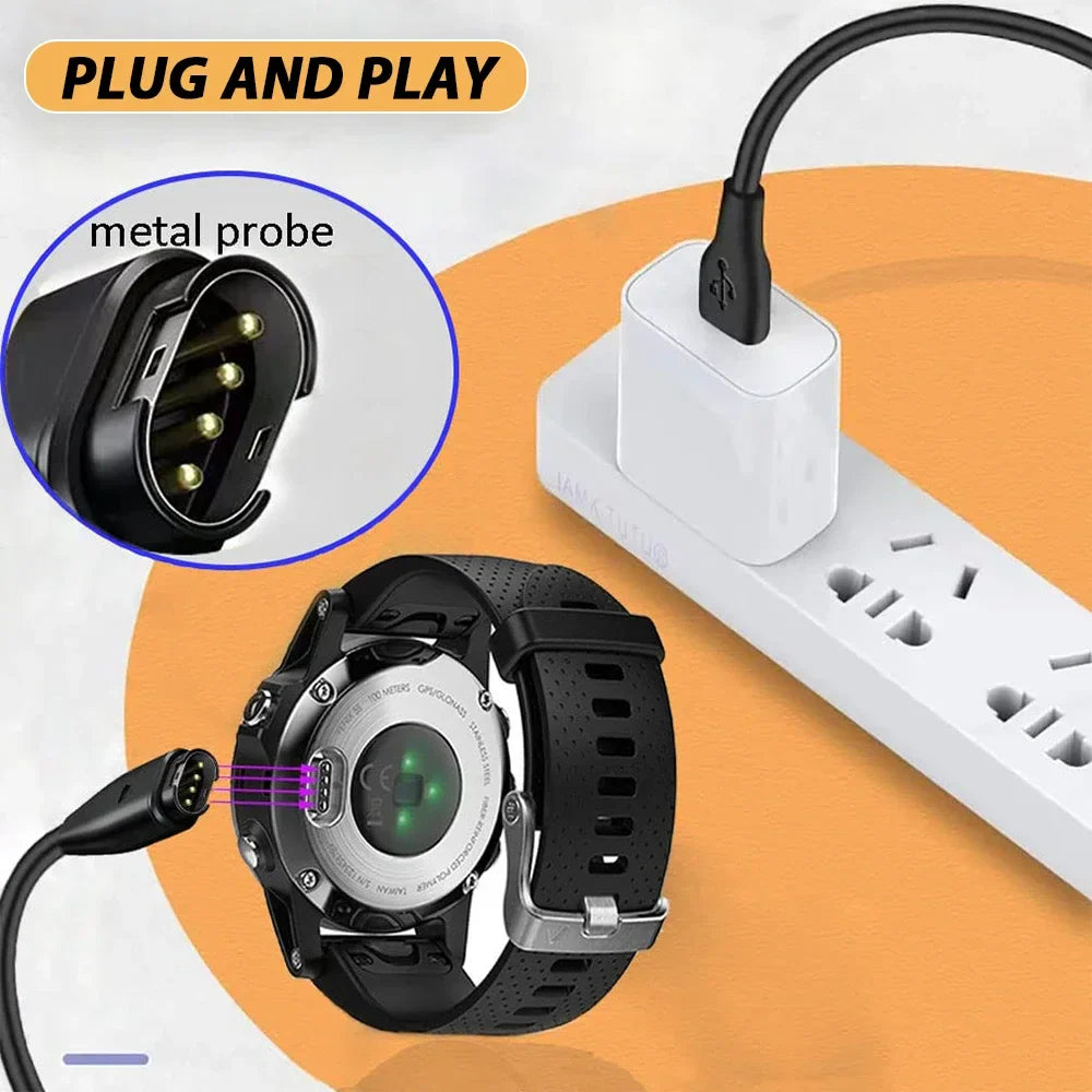 1M USB Charging Cable for Garmin Fenix 7 6 5 & Forerunner