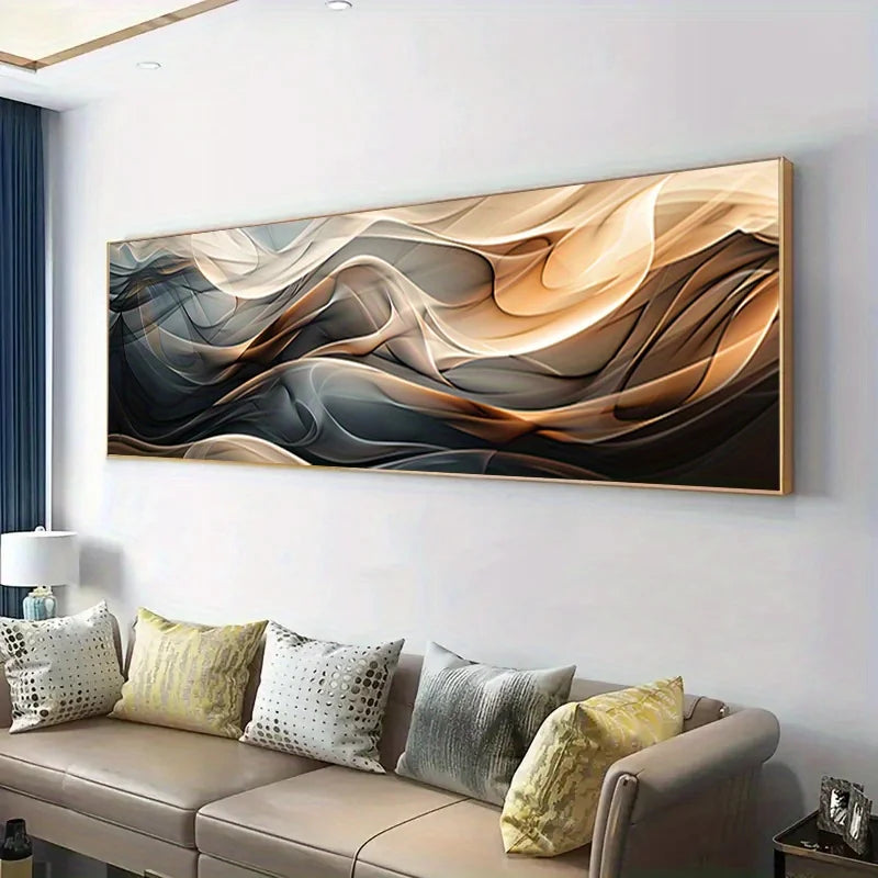 1pc Frameless Modern Abstract Wave Art Canvas Poster, Cuadros No Frame, for Bedroom and Living Room Decoration Wall Art Peaceful Pleasures Health and Wellness ZLH4351 40x120cm No Frame
