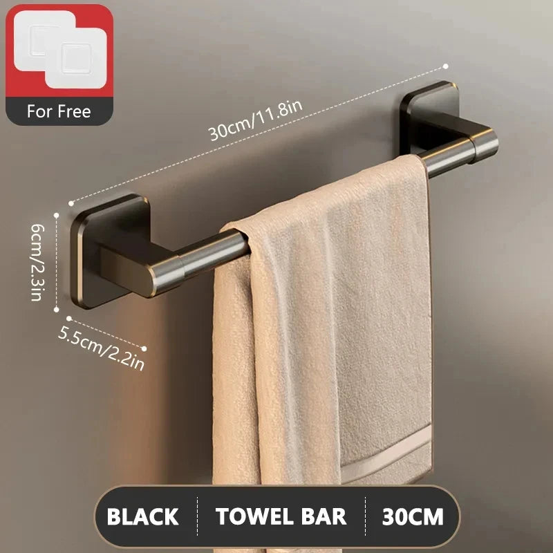 No-Drill Suction Cup Towel Bar | Wall Mounted Aluminum Rack