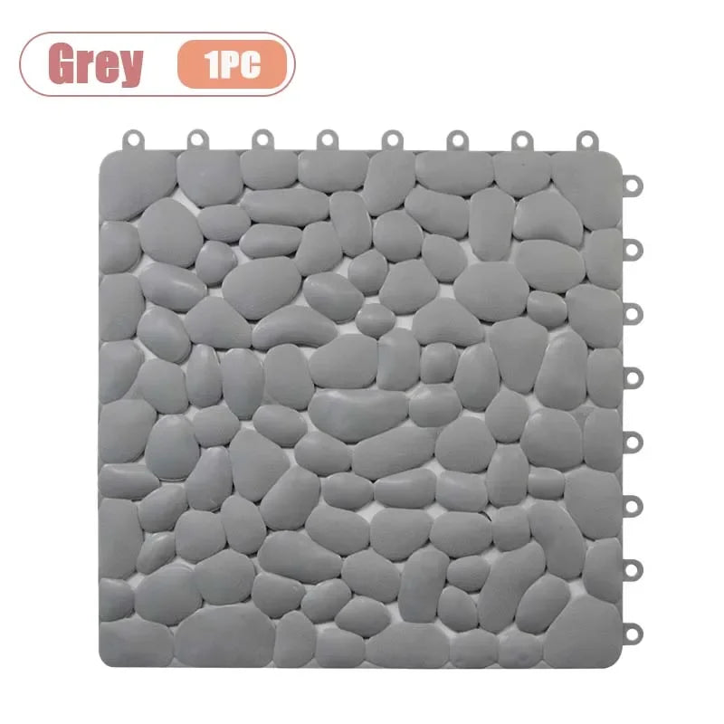 Non-Slip Pebble Bath Mat 30×30cm | Waterproof Splicing Shower Pad