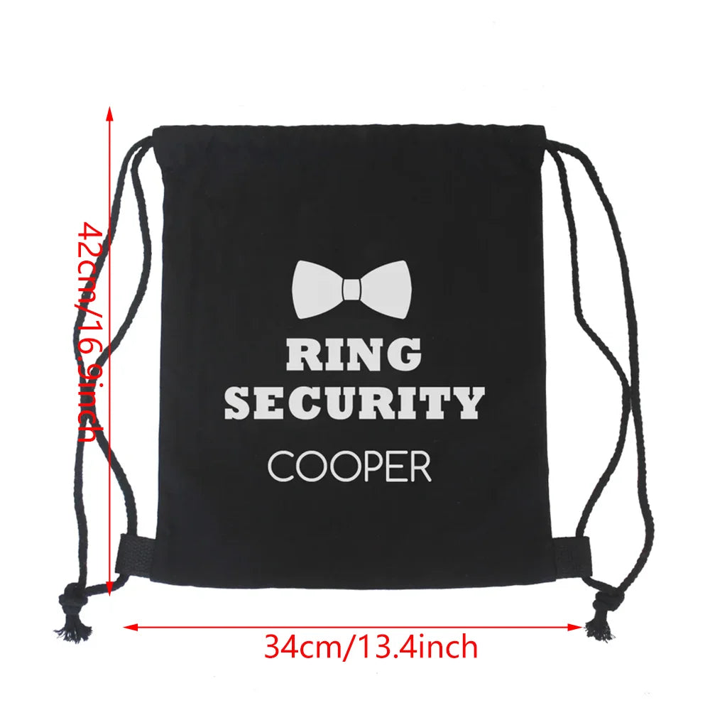Personalized Ring Security Backpack Drawstring Gift Bag Wedding Ring Bearer Gift Ring Securrity Proposal Bachelorette Hen Party Peaceful Pleasures Health and Wellness