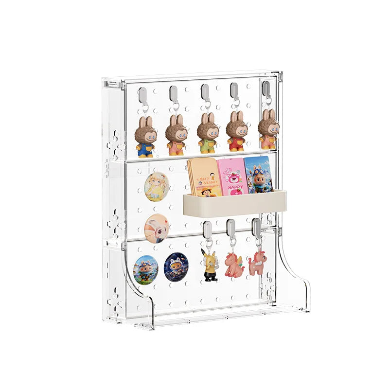 Versatile Pegboard & Figure Display Shelf – Multi-Tier Storage Rack with Raised Edges to Prevent Falls for Collectibles Peaceful Pleasures Health and Wellness