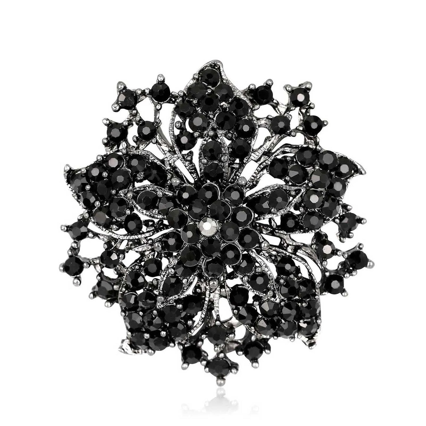 Vintage Flower Shape Brooch Pin Elegant Clothing Accessories Flower Brooch Gift for Women Girls Use Peaceful Pleasures Health and Wellness black Black