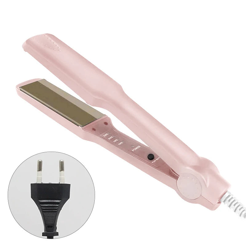 Hair Straightening Irons Dual Use Fast Warm-up Thermal Professional Ceramic Heating Plate For Straightening Curling Air Bangs Peaceful Pleasures Health and Wellness Pink 1