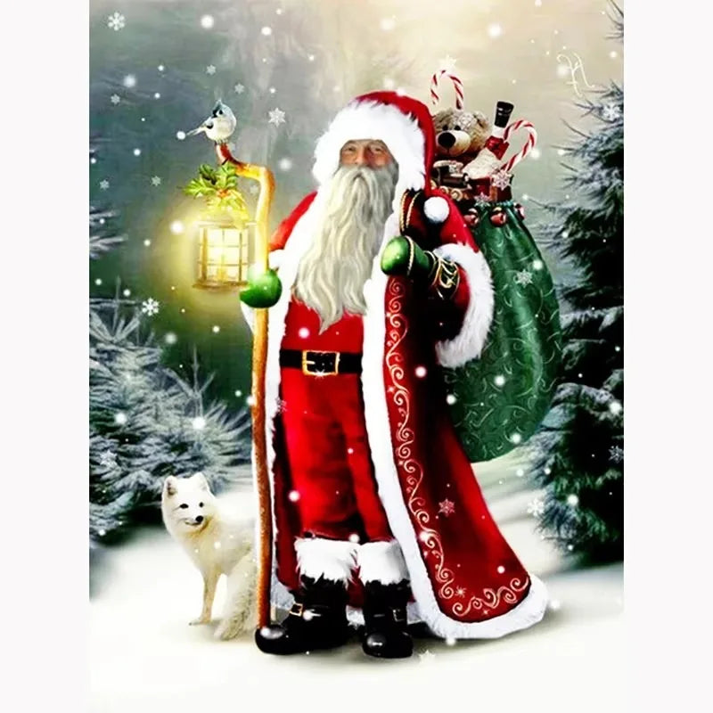 1pc, Santa Claus and Reindeer Canvas Art Print, Vintage Christmas Illustration, Modern Art Decor, Unframed, Horizontal Wall Art Peaceful Pleasures Health and Wellness
