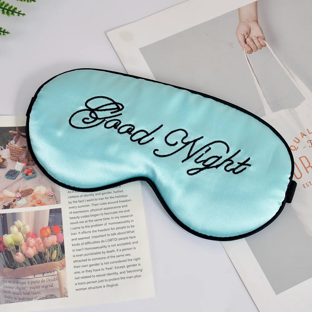 Embroidered Silk Sleep Mask With Adjustable Strap Sleeping Eye Cover Mask For Travel Soft Blackout Blindfold Silk Eye Mask Patch Peaceful Pleasures Health and Wellness green