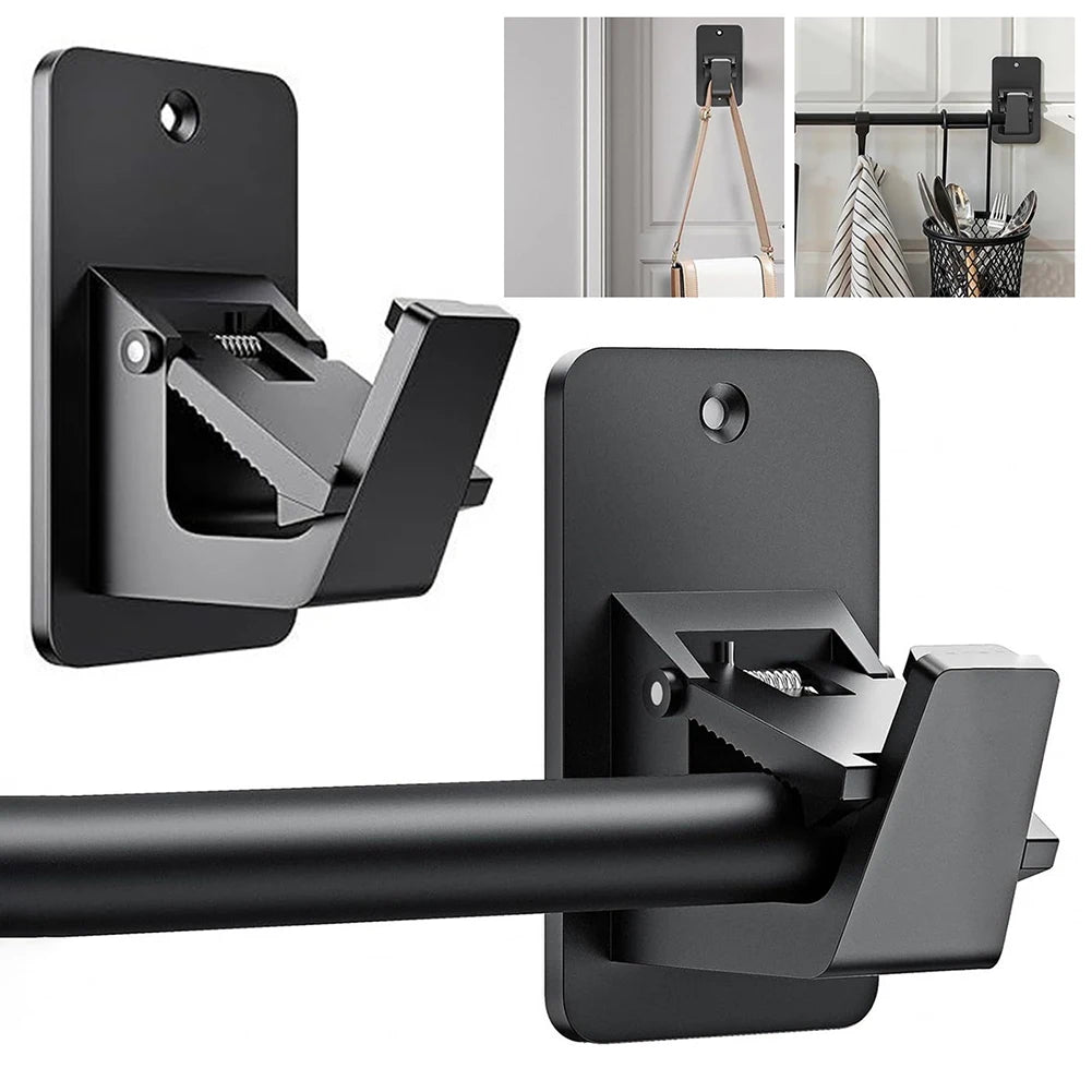 2/4pcs Curtain Rods Nail-Free Adjustables Curtain Rod Hooks No Drill Curtain Rod Brackets Self Adhesive Curtain Rod Holders Peaceful Pleasures Health and Wellness