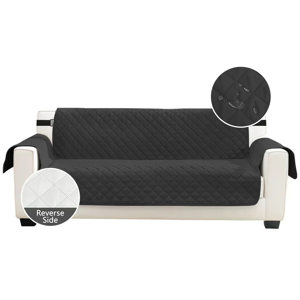 Waterproof Sofa Cover Quilted Anti-wear Armchairs Couch Covers for Dog Pet Kids Recliner Slipcovers Home Furniture Protection Peaceful Pleasures Health and Wellness Black 4 Seater