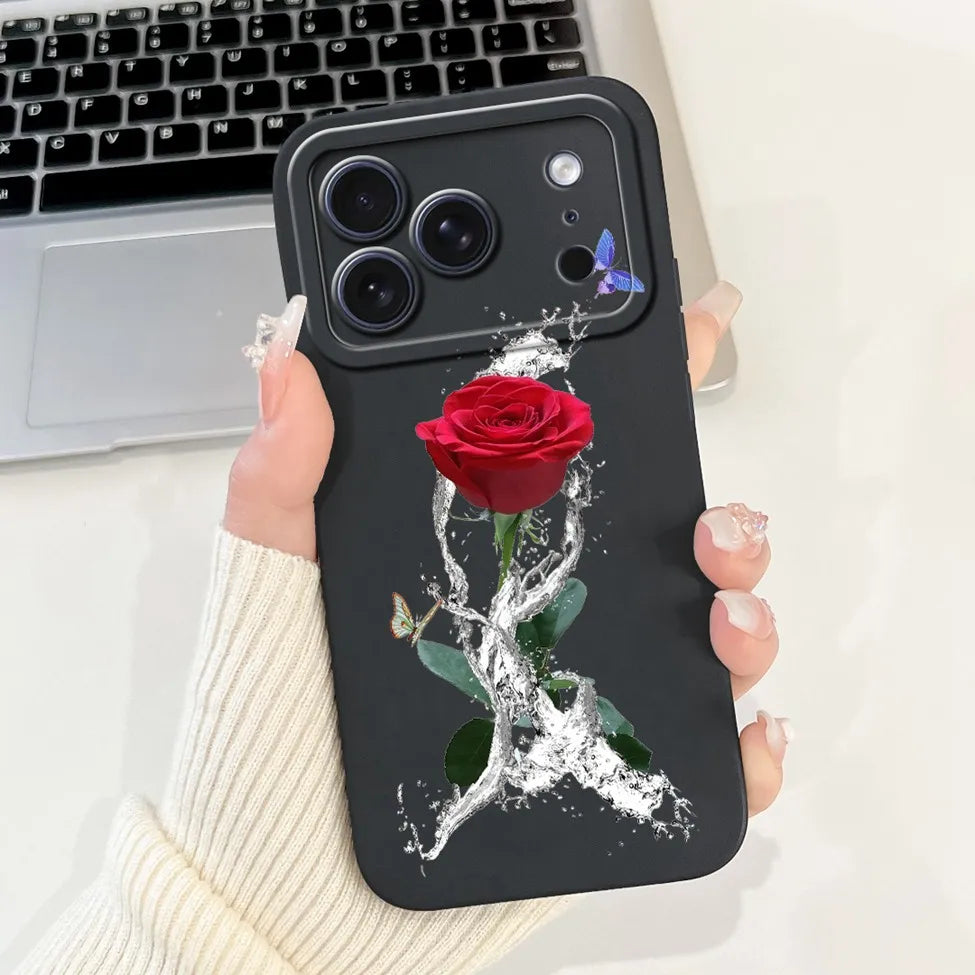 iPhone 17 Pro Silicone Case | Cute Kawaii Floral Painted Cover