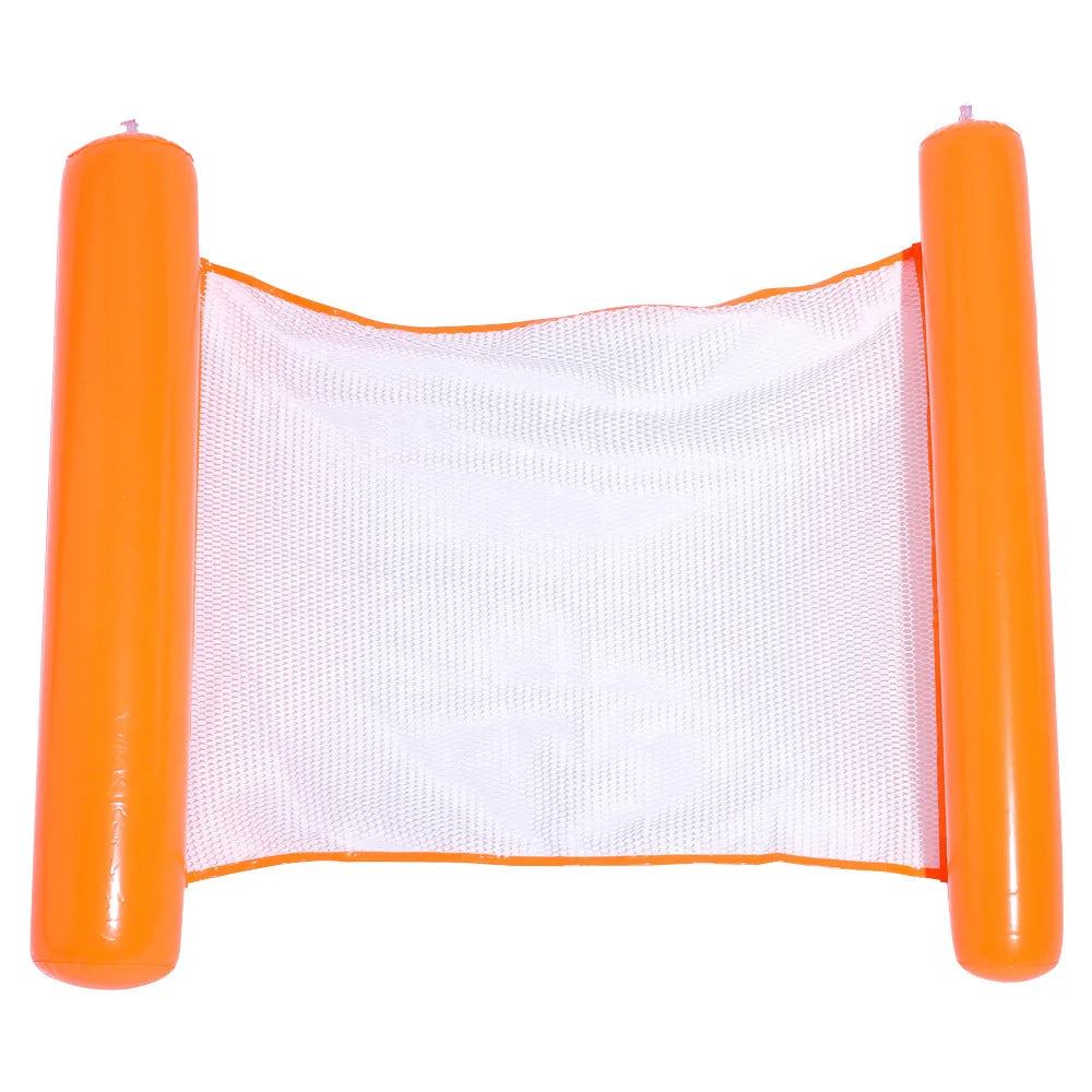 Summer Inflatable Foldable Floating Row Swimming Pool Water Hammock Air Mattresses Bed Beach Water Sports Lounge Chair Float Peaceful Pleasures Health and Wellness Orange