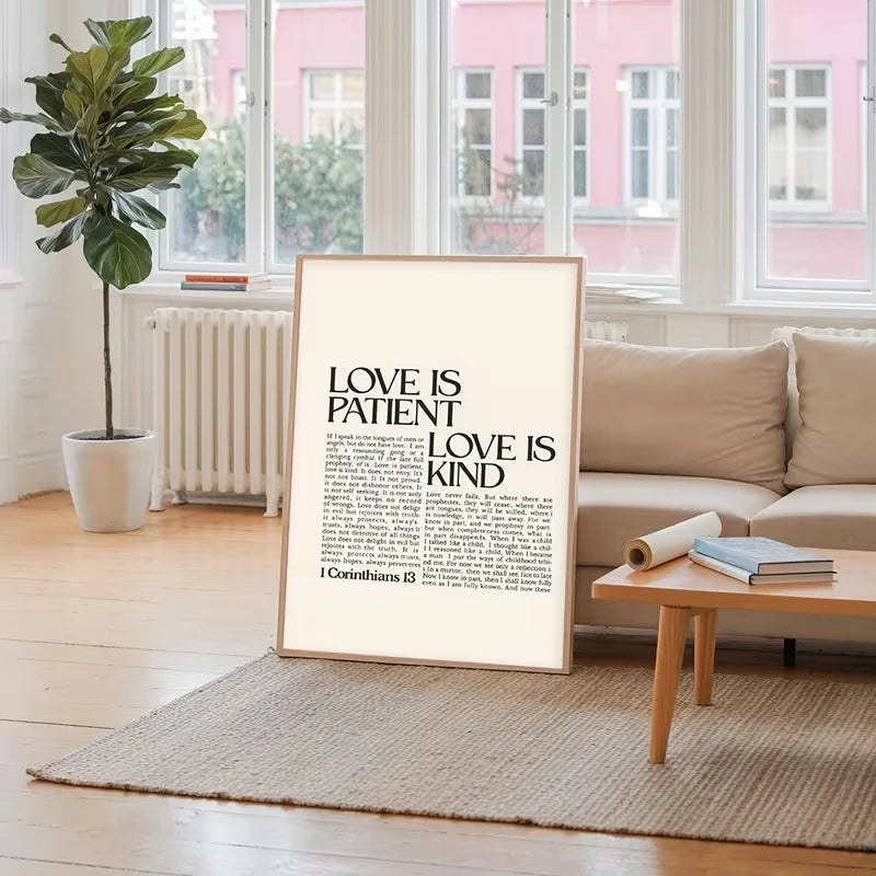 Love Is Patient Love Is Kind Scripture Canvas Wall Art Print