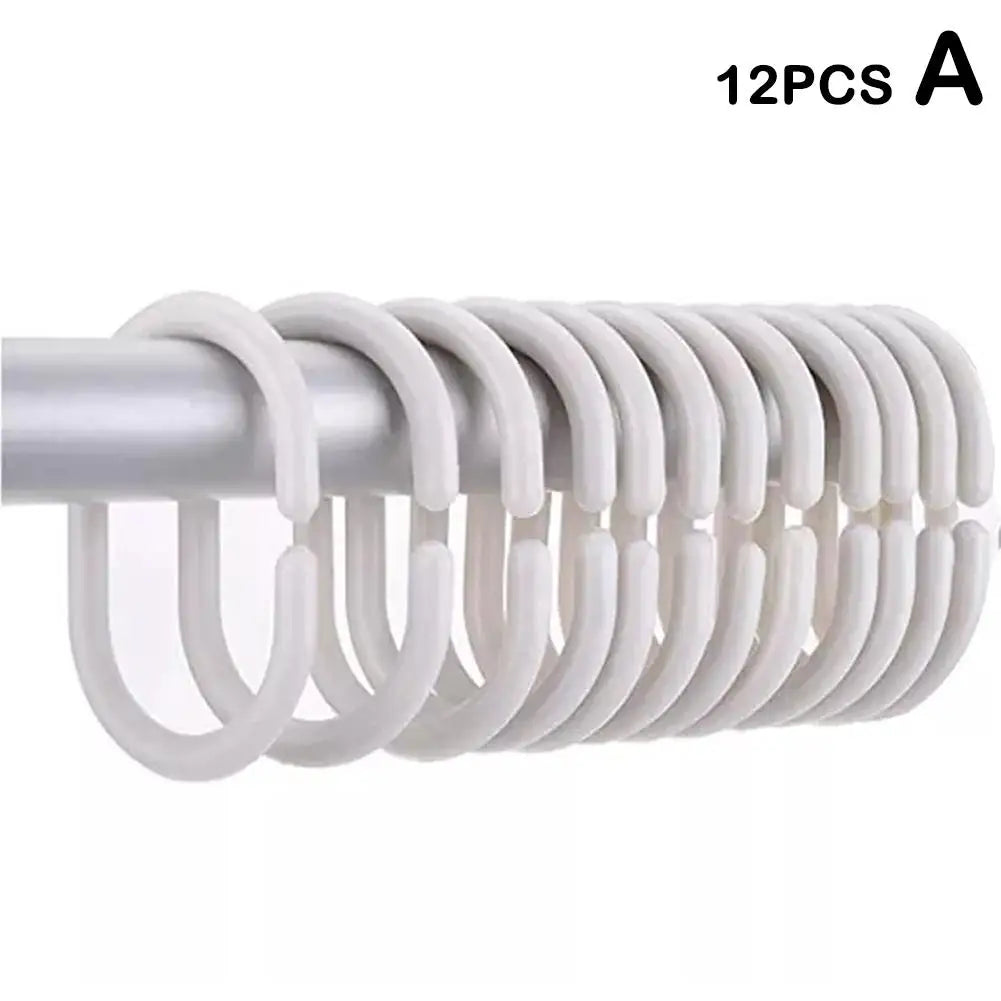 12PCS Plastic Shower Curtain Hooks for Easy Replacement Peaceful Pleasures Health and Wellness white