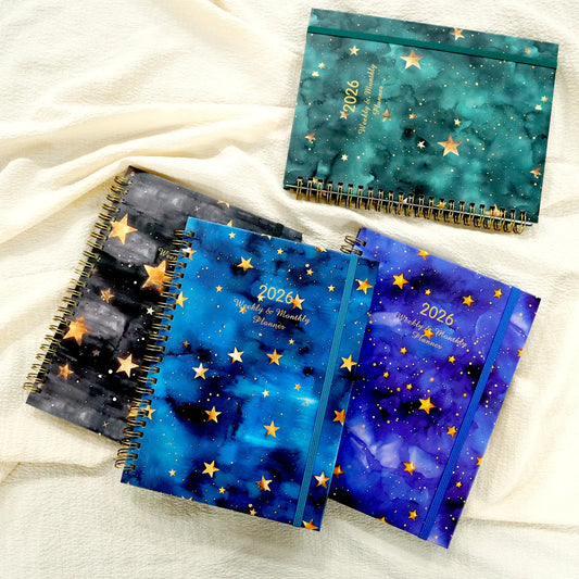 A diary book themed around 2026, featuring elastic bands. It’s perfect for weekly planning, birthday, Christmas, and New Year gi Peaceful Pleasures Health and Wellness