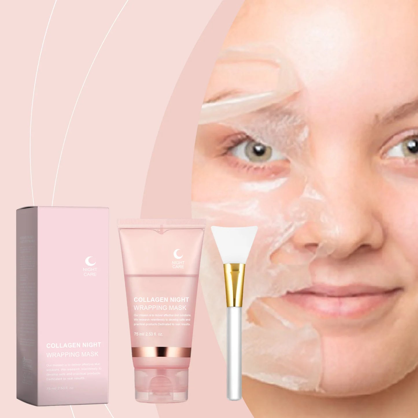 Facial Mask Collagen Night Wrapping Peel Off Brighten Deeply Hydrating Firming Mask Elasticity Reduce Sagging Dullness Care Mask Peaceful Pleasures Health and Wellness