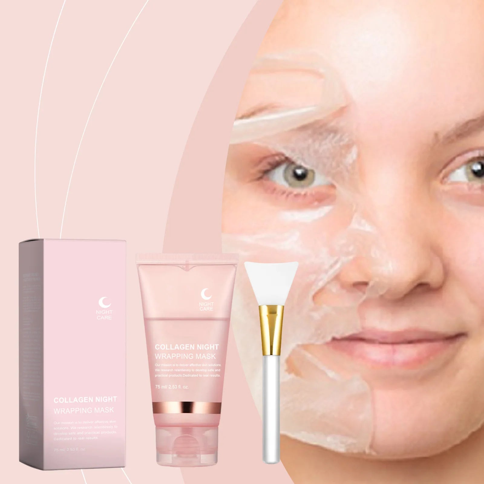 Facial Mask Collagen Night Wrapping Peel Off Brighten Deeply Hydrating Firming Mask Elasticity Reduce Sagging Dullness Care Mask Peaceful Pleasures Health and Wellness