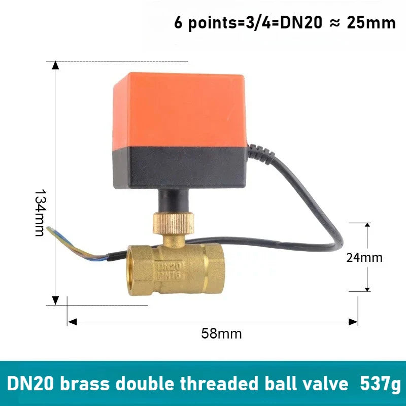 Copper Electric Ball Valve DN15–DN50 | 12V 24V 220V