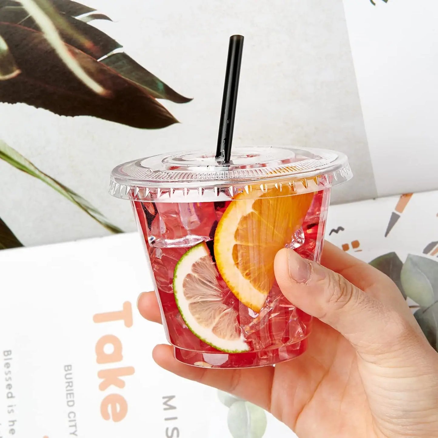 9OZ Clear Plastic Cups With Dome Lids Crystal Clear Dessert Cups for Ice Cream Latte Cold Drinks Pudding Cupcake Snack or Fruits Peaceful Pleasures Health and Wellness Flat Straws 100pcs