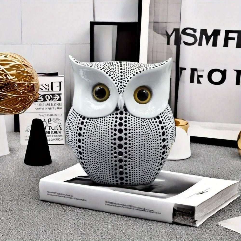 Resin Owl Statue – Black Owl Sculpture for Home & Office Decor
