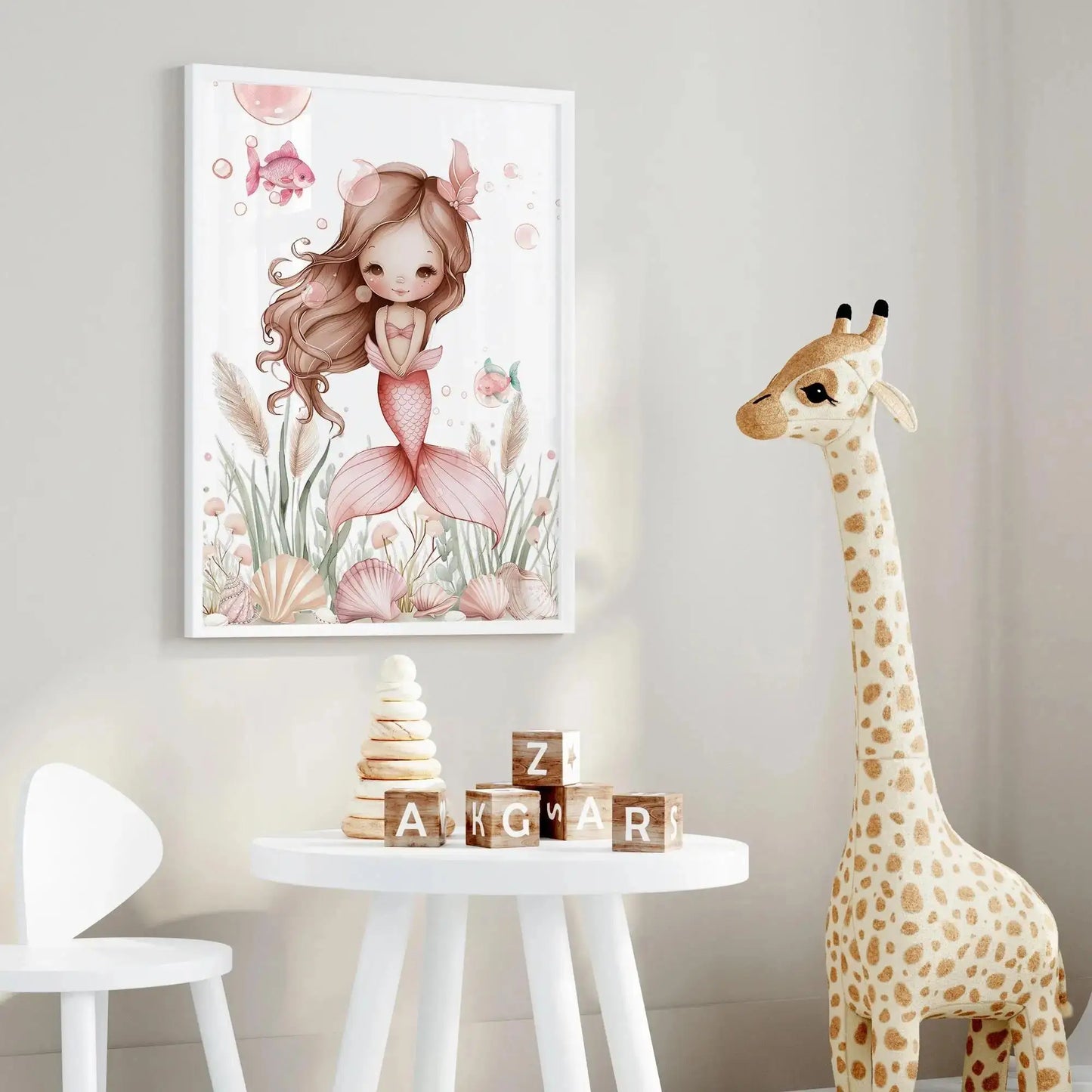 Pink Mermaid Canvas Wall Art Print | Kids Room & Home Decor