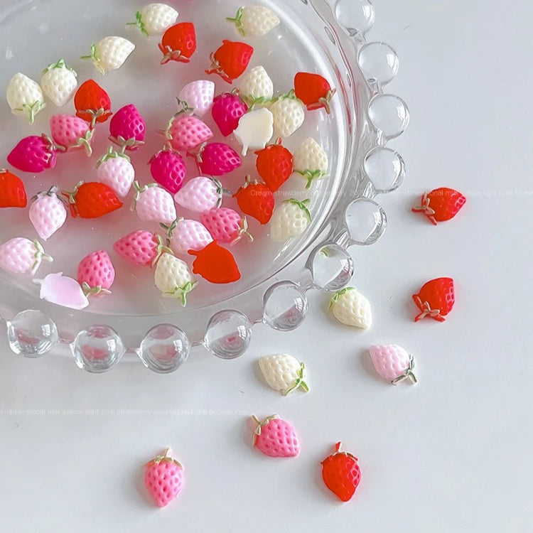 50pcs 3D Cherry Nail Charms – Pink Resin Fruit Nail Art Decor