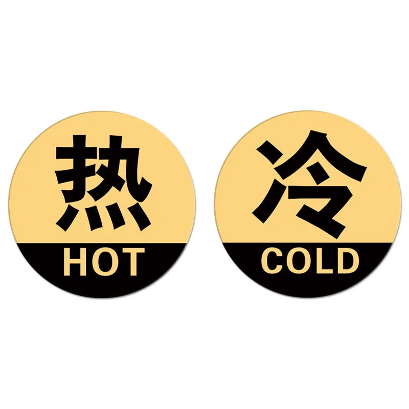 Hot & Cold Faucet Label Stickers – Acrylic Self-Adhesive Signs