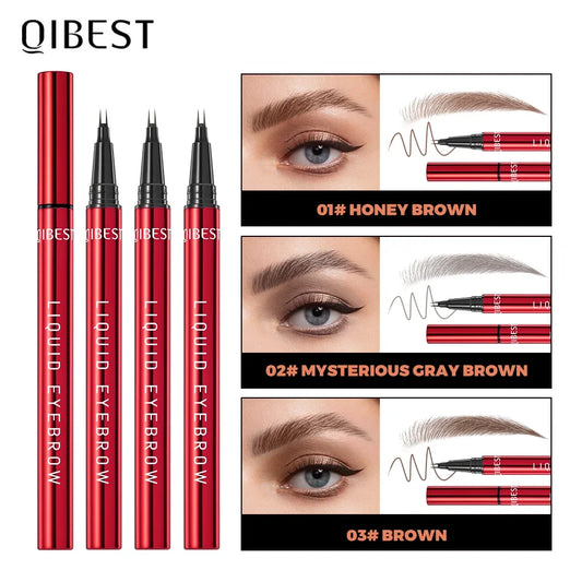 QIBEST 2 Fork Tip Liquid Eyebrow Pencil Eyeliner Lower Eyelash Pen Makeup Waterproof Lasting Quick Drying Ultra-fine Brows Pen Peaceful Pleasures Health and Wellness