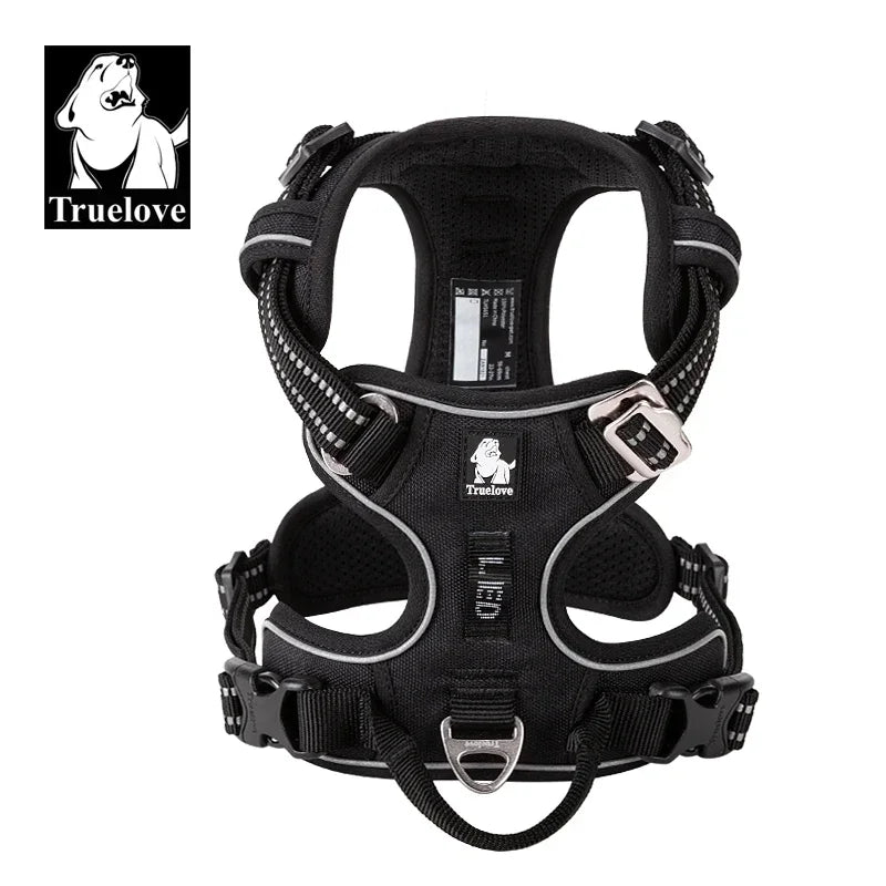 Truelove Pet Reflective Nylon Dog Harness No Pull Adjustable Medium Large Naughty Dog Vest Safety Vehicular Lead Walking Running Peaceful Pleasures Health and Wellness Black M Russian Federation