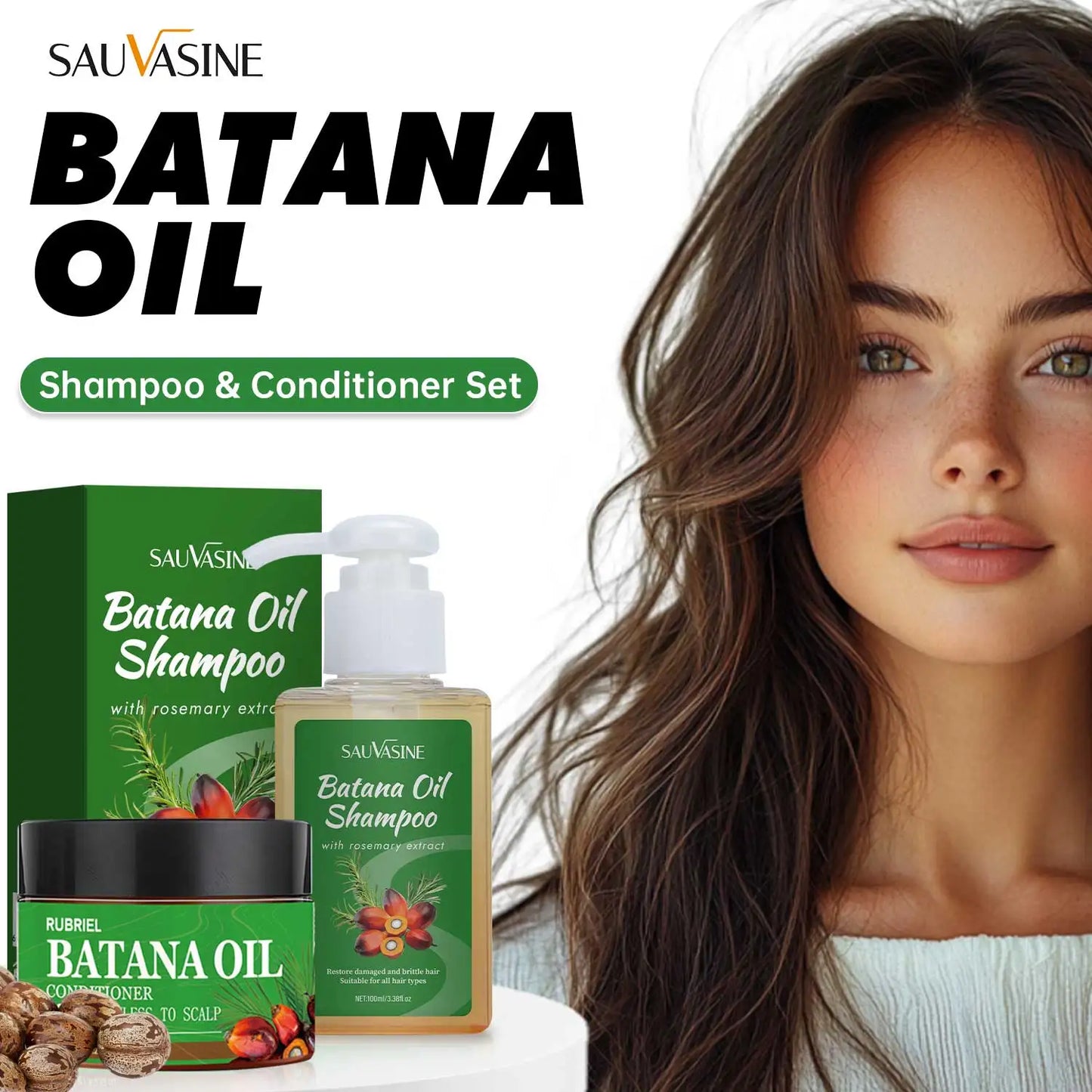 120g Batana Oil Shampoo & Conditioner Set Strengthens Hair Roots Repairs damaged Hair Deeply Nourishment Smooth Hair Conditioner Peaceful Pleasures Health and Wellness