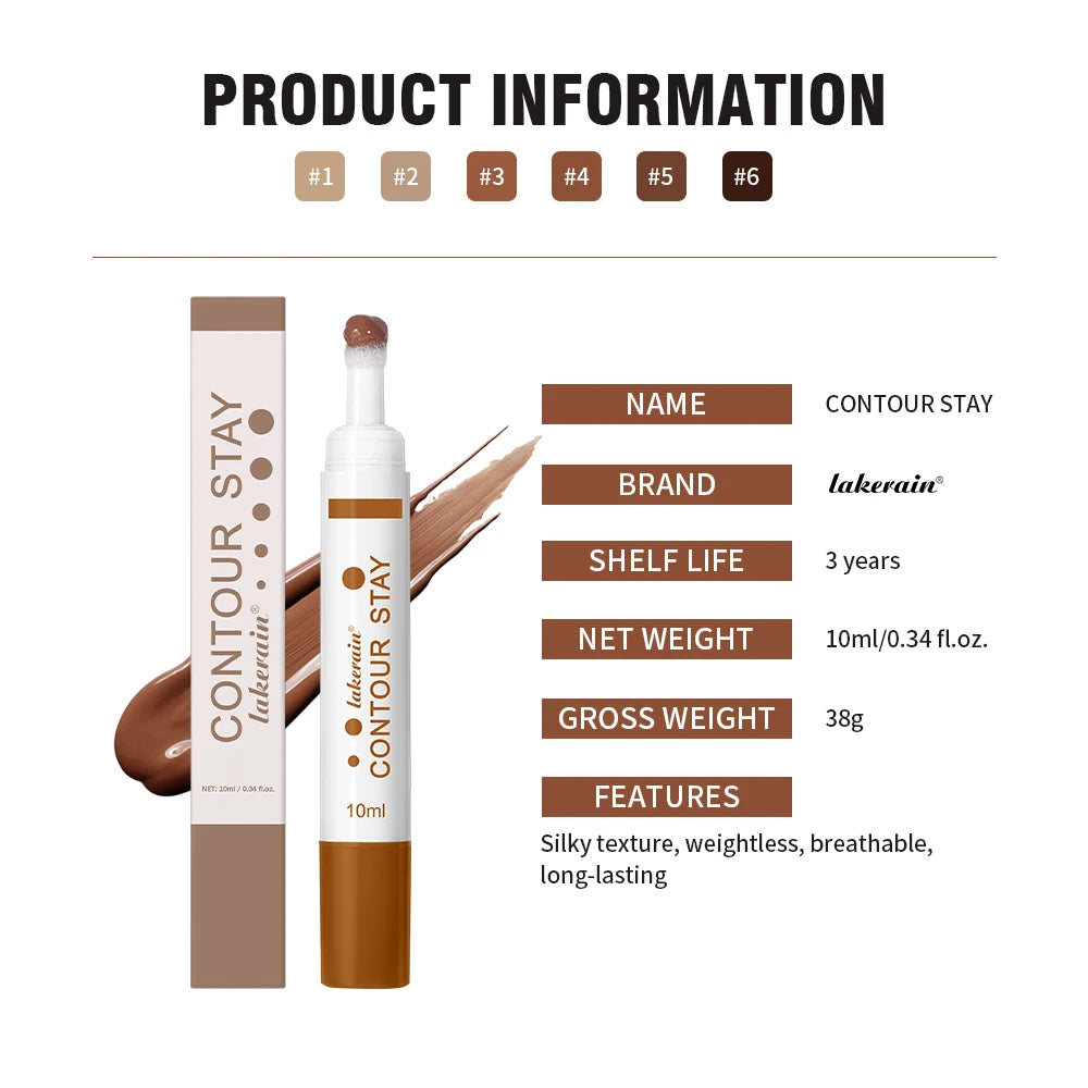 6 Colors Liquid Contour Long Wear Bronzer Cream Contour Makeup Long Lasting Nourishing Hydrating Face Contour 6 Colors Peaceful Pleasures Health and Wellness