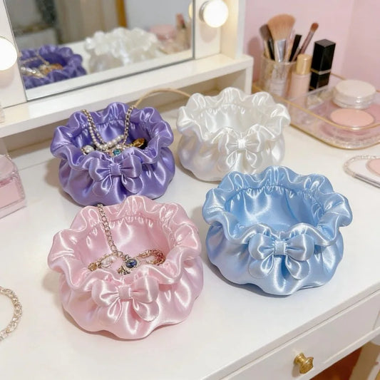 Bow-shaped 3D Printing Storage Tray INS Lolita-style Princess Dress Makeup Brush Pen Holder Desktop Cosmetic Jewelry Storage Box Peaceful Pleasures Health and Wellness