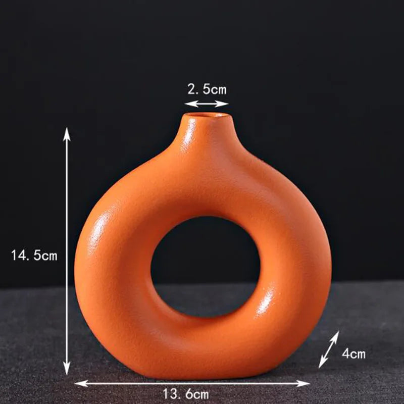 HEYYES Porcelain Doughnut Vase | Ceramic Flower Pot Home Decor