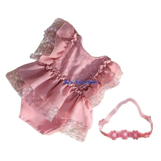 Baby Girl Photography Props – Lace Romper & Flower Headband Set Baby Photography Props Peaceful Pleasures Health and Wellness CN